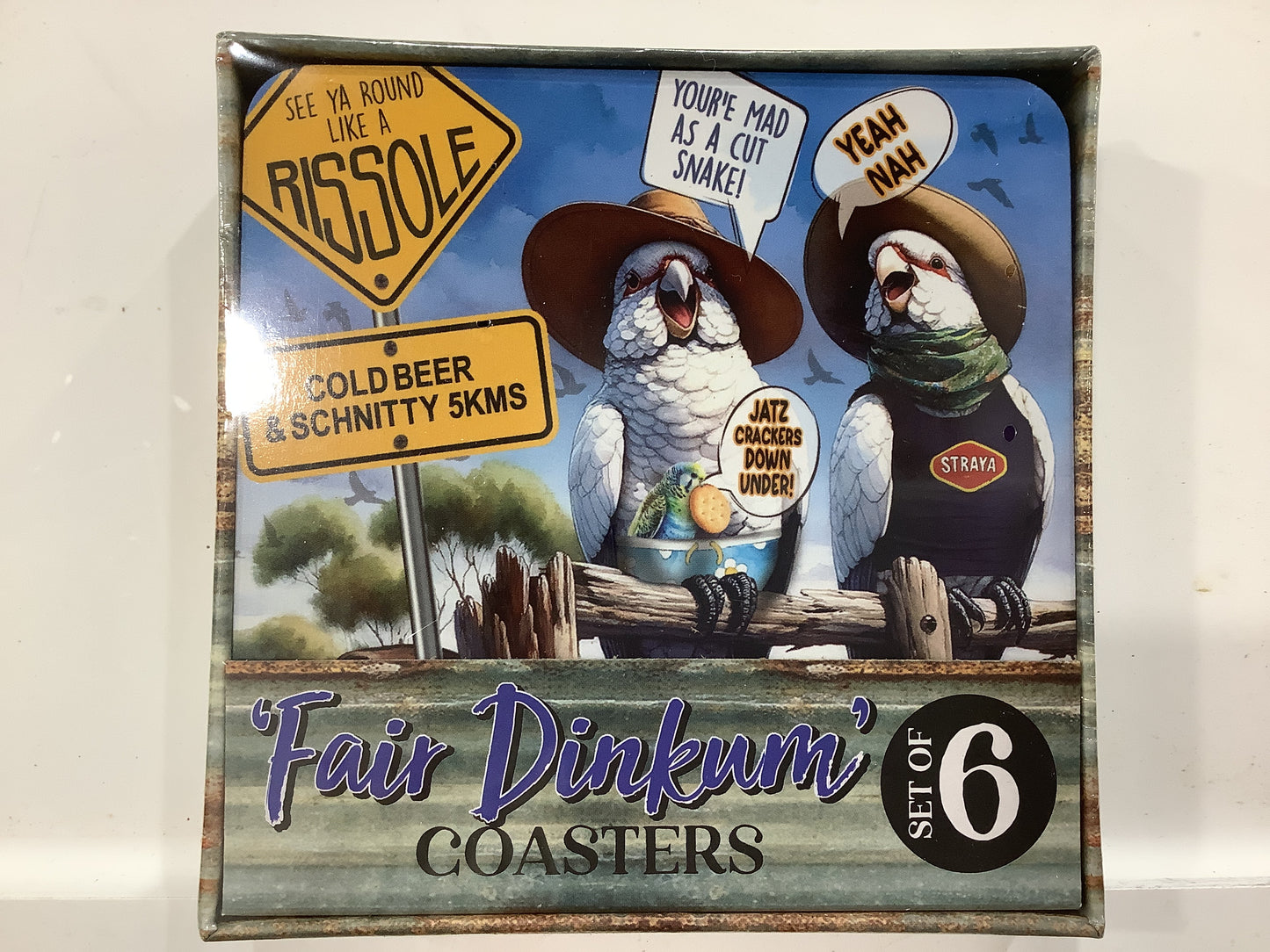 Fair Dinkum Aussie cork coaster set of 6