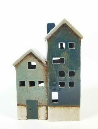 Blue Double house tealight 2