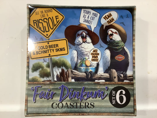 Fair Dinkum Aussie cork coaster set of 6