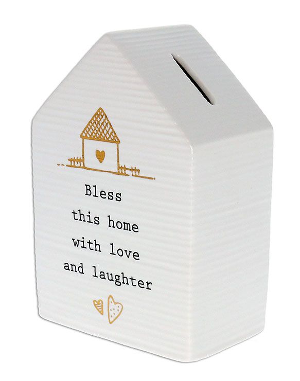 Bless this home with love and laughter . Money box