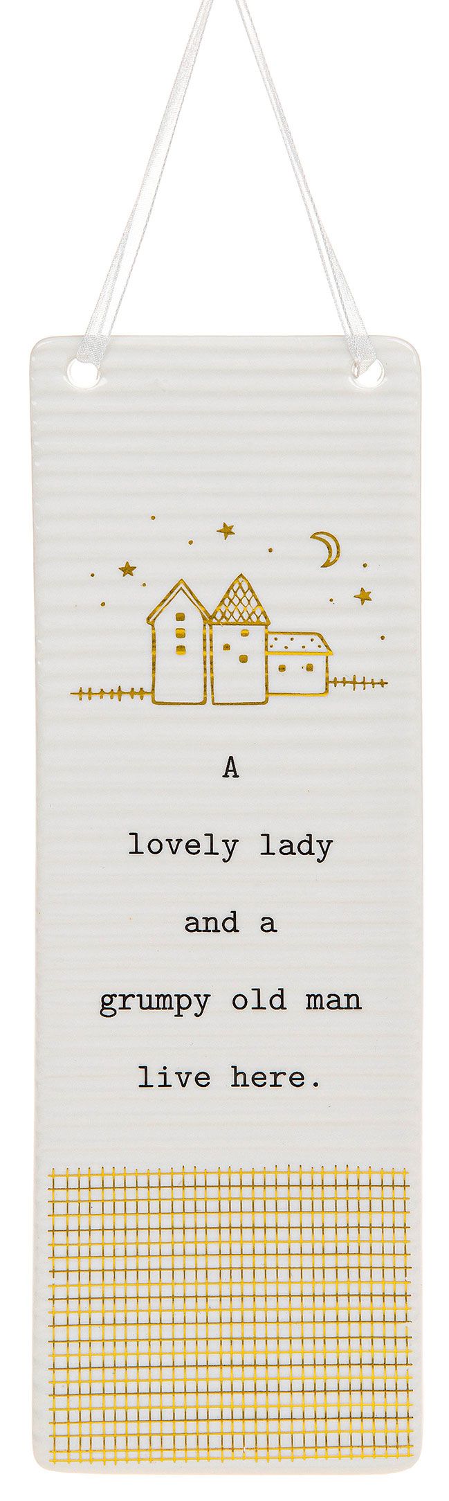 A Lovely Lady and a Grumpy Old Man Lives Here. Rectangle hanging plaque