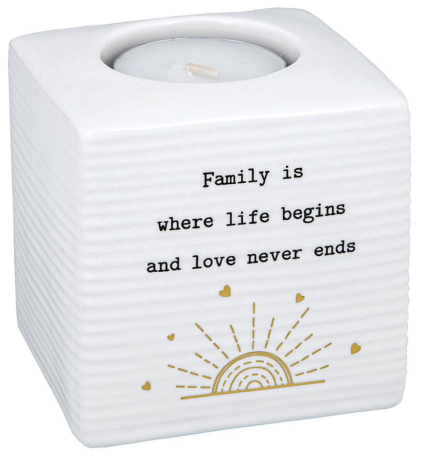 Family is where life begins and love never ends . Tealight candle